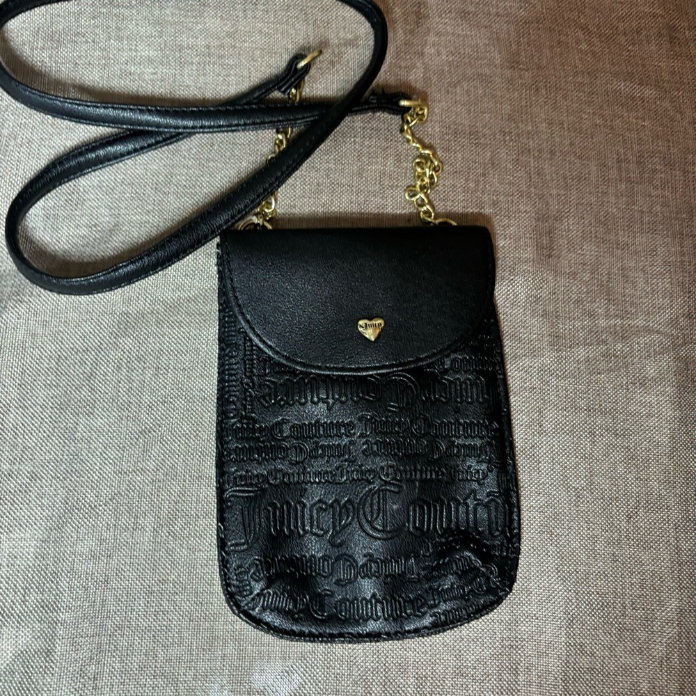 2/$30 Juicy Couture Mini Crossbody Phone-Bag Embossed Signature Logo Black